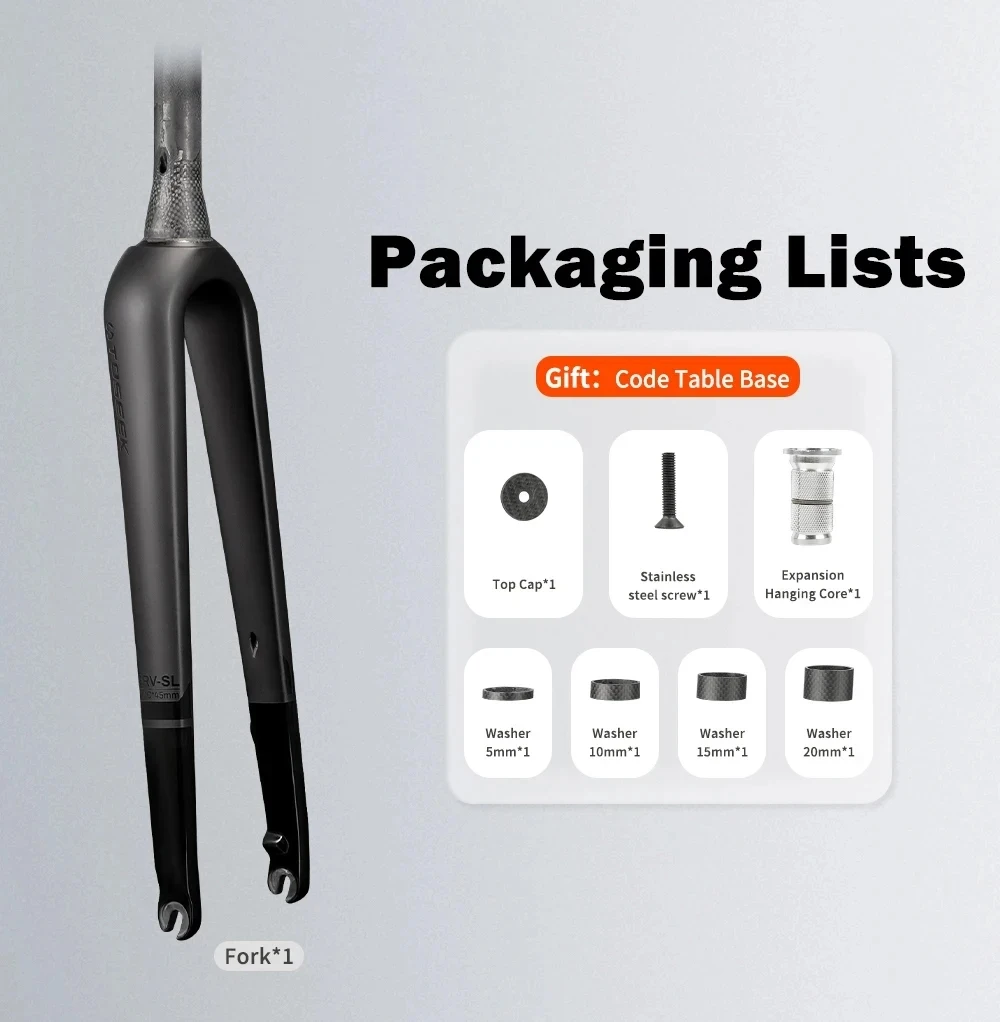 TOSEEK Gravel-Gabel 700C*45C T800 Carbonfaser Fahrrad-Vordergabel Rennradgabel Konische Gabeln QR 9*100mm oder Steckachse 12*100mm – Detail 12