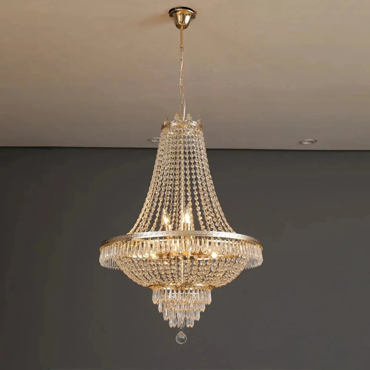 

European Style Postmodern Chandelier Led Pendant Light Luxury Living Room Crystal Chandelier Hotel Lobby Villa Ceiling Staircase