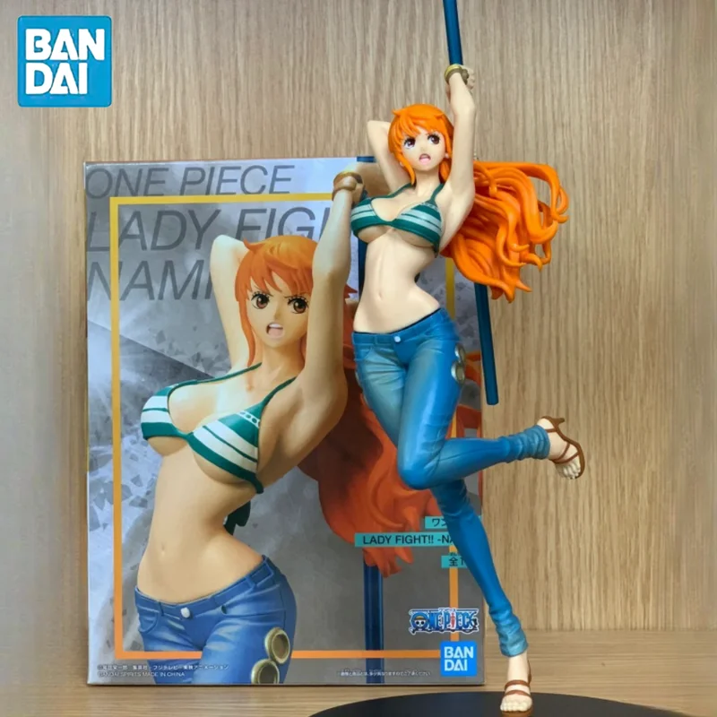 Bandai Original One Piece Lady Fight Nami Anime Figure Combat  Action Figure Toys Gift  Decoration Desktop Collectible Gift