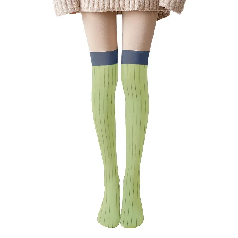 Kanroji Mitsuri Cosplay Grün Gestreifte Strümpfe Damen Anime 46cm 60cm 75cm Overknee-Socken Cosplay-Strümpfe Party-Kostüm-Accessoires