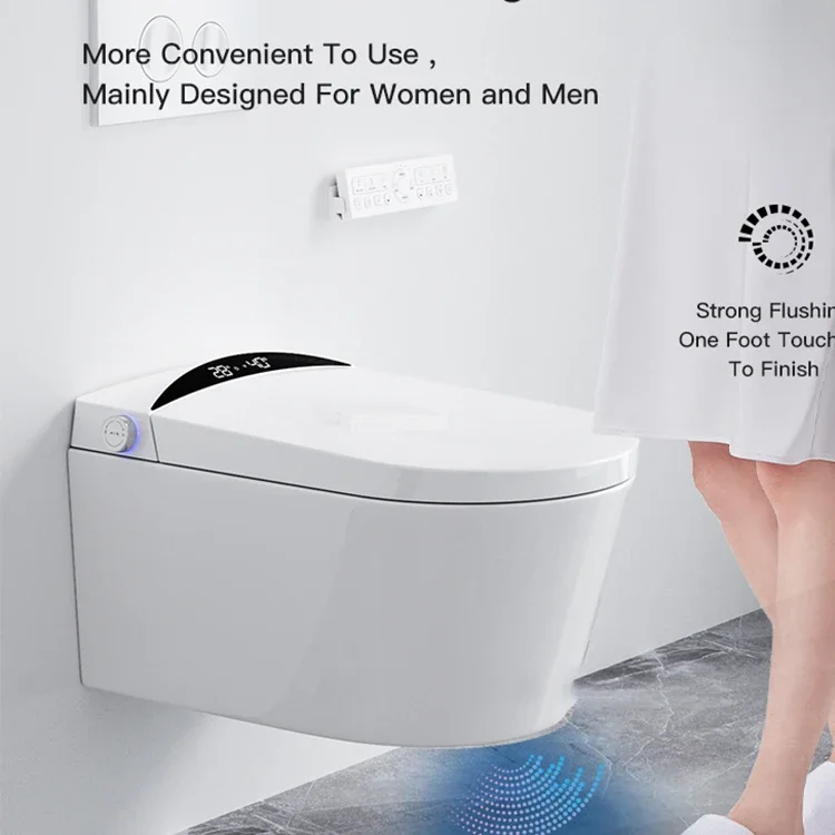 Not Included Concealed Cistern Wall Mounted Smart Toilet P-trap Bathroom Intelligent Wall Hung Bidet