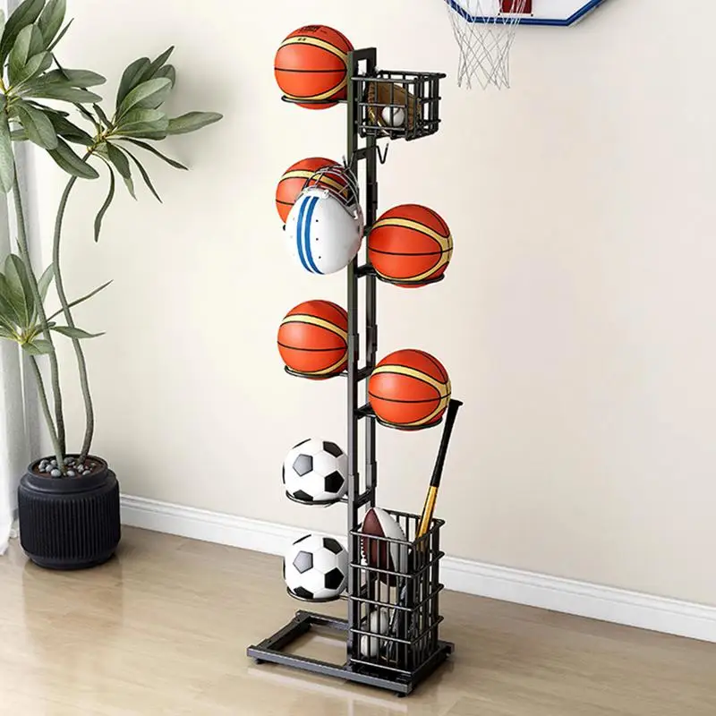 Basquetebol Storage Rack com Cesta, Stand Organizador, Rustproof, Universal, Futebol, Bola