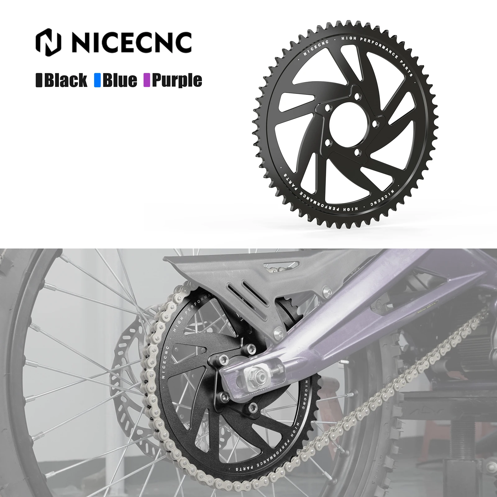 

NICECNC For Sur-Ron light bee X S L1E Segway X160 X260 Surron light bee X 58T Rear Sprocket Electric Bike Electrical Motorbike