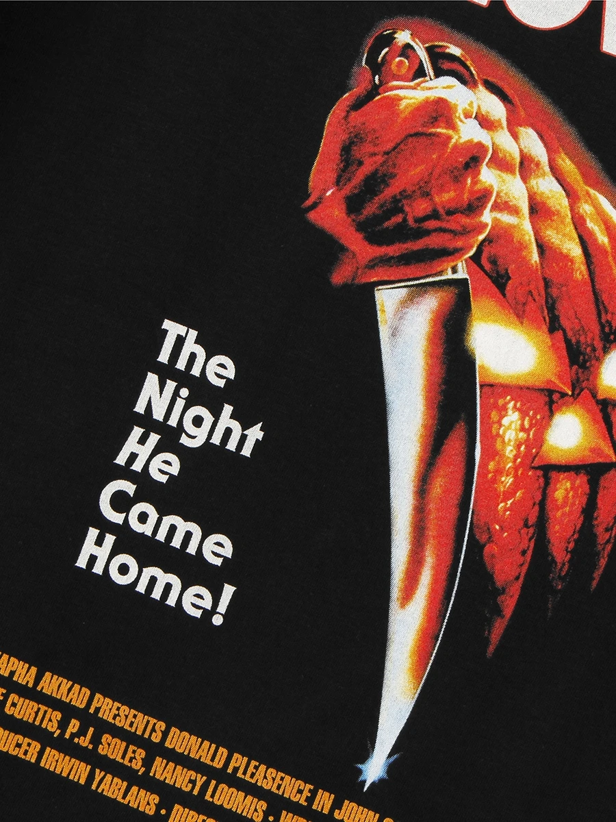 Loose Fit Pure Cotton Halloween Pumpkin Head Michael Myers Mask Killer Short Sleeve T-Shirt Breathable Comfortable Unisex Tee