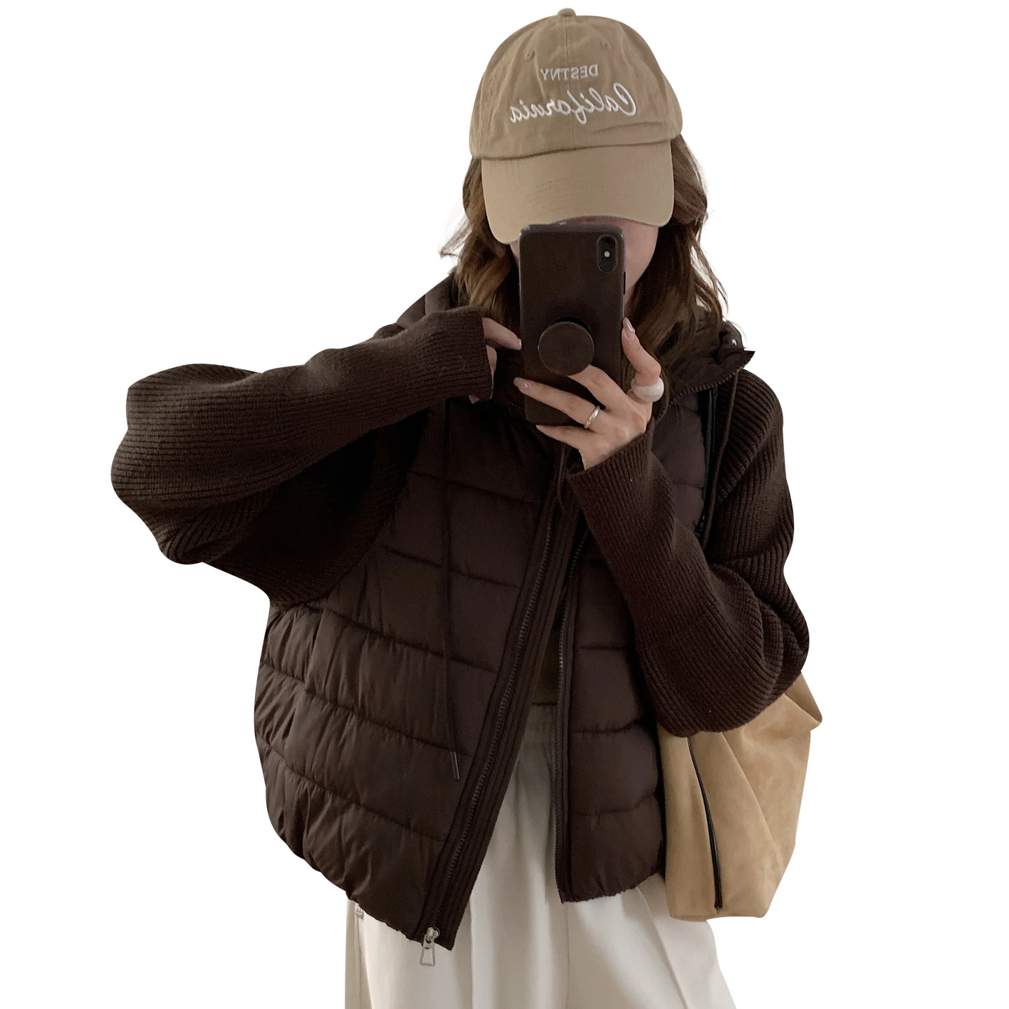 ملابس شتوية قطنية بقلنسوة للنساء سترة خبز فضفاضة للشارع سترة نسائية غير رسمية بأكمام محبوكة سترة نسائية #3