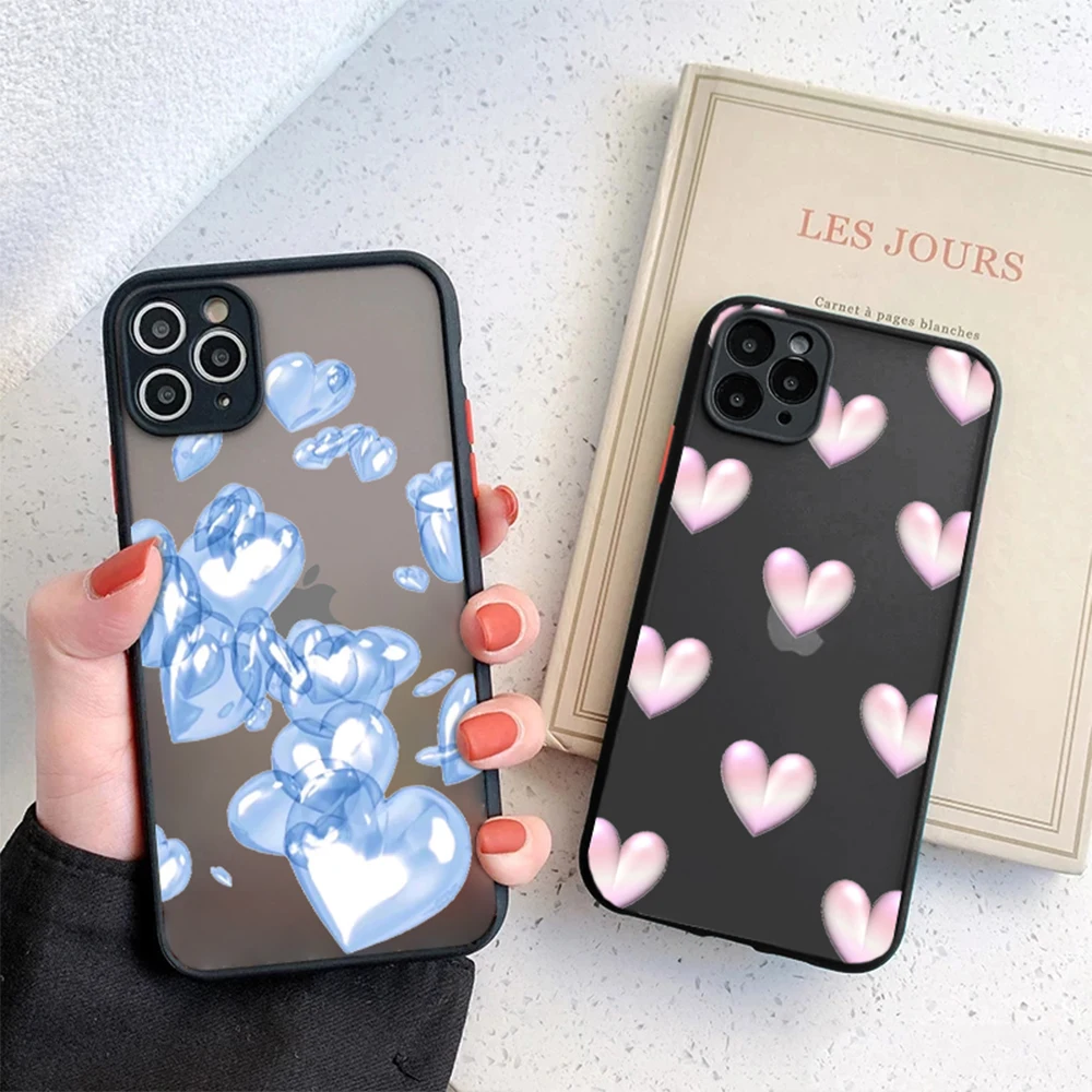 

Hard Back Coque for IPhone 14 13 12 11 ProMax Mini Plus Cover for IPhone XR XS Max 7 8 SE 2022 Blue Love Heart Phone Case