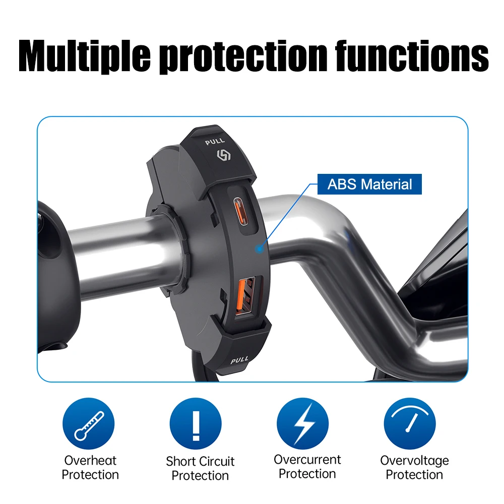 Newest Motorcycle Type-C PD USB Chargers For Cell Phone DVR GPS Quick Charging QC 3.0 12V 24V Dual Ports Power Adapter Socket