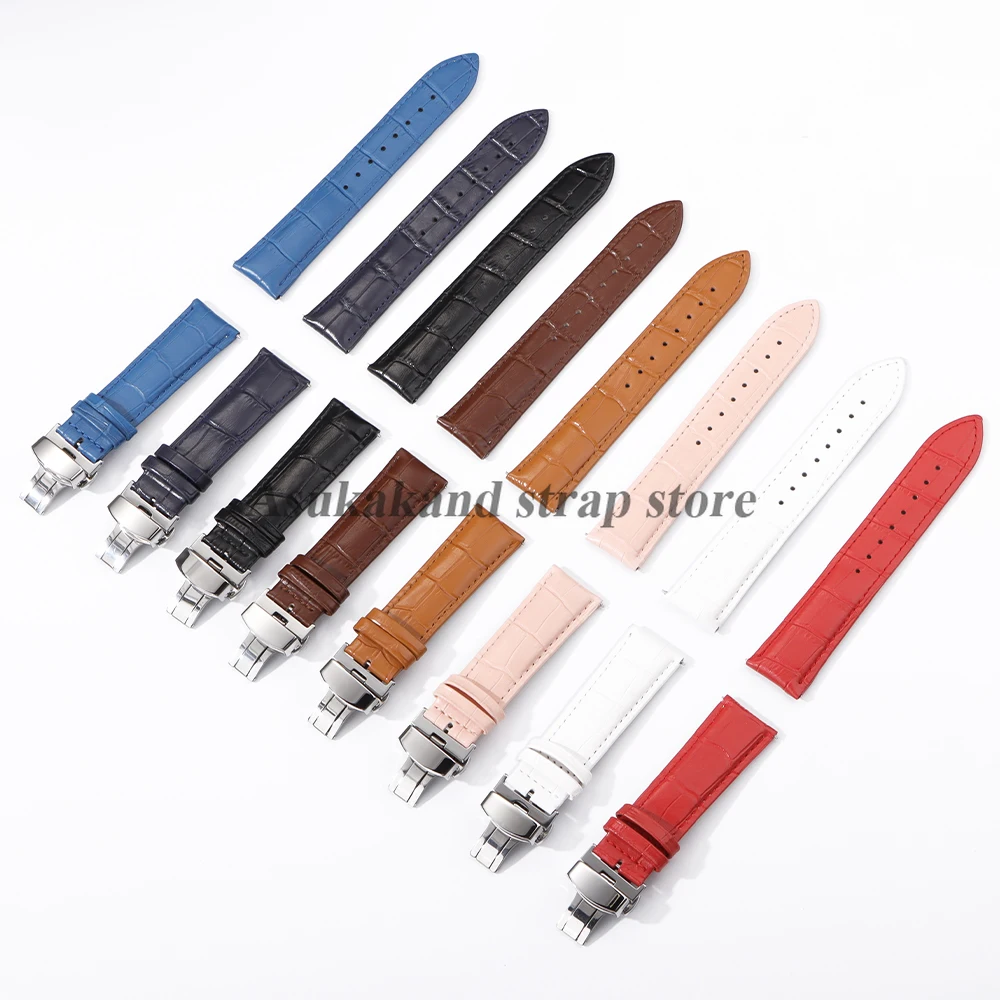 18mm 20mm 22mm 24mm cinturino per orologio in vera pelle con fibbia a farfalla per Omega per Seiko sgancio rapido per Rolex uomo donna cinturino