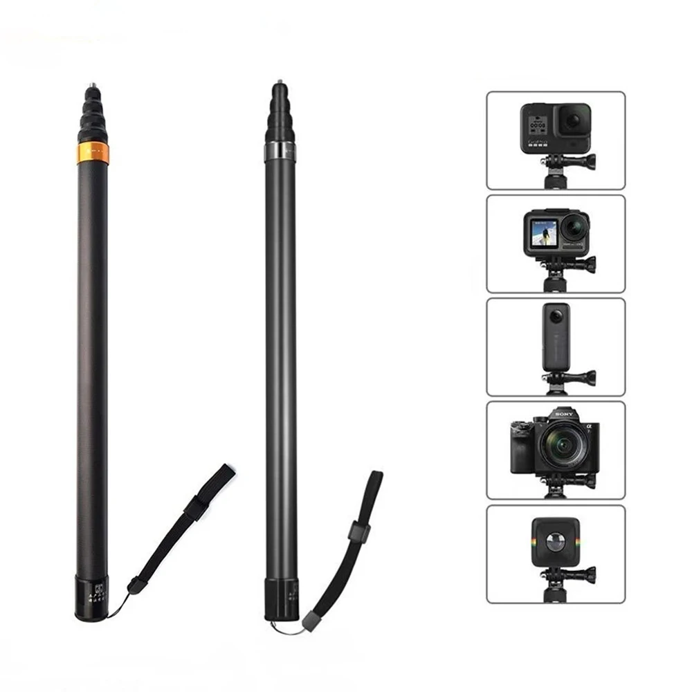 Vara de Selfie de Fibra de Carbono para DJI Action 4, Câmera Esportiva Super Longa, Acessórios Insta360 X3 X4, Gopro 13 12, 290cm