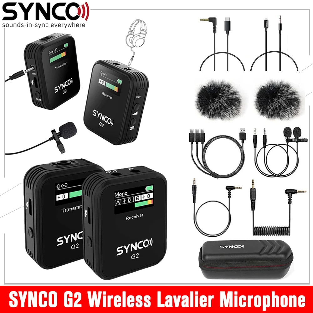 

SYNCO G2 A2 G2 A1 G2A1 G2A2 2.4G Wireless Lavalier Microphone for Smartphone Camera Vlogging Streaming YouTube vs Rode GO II