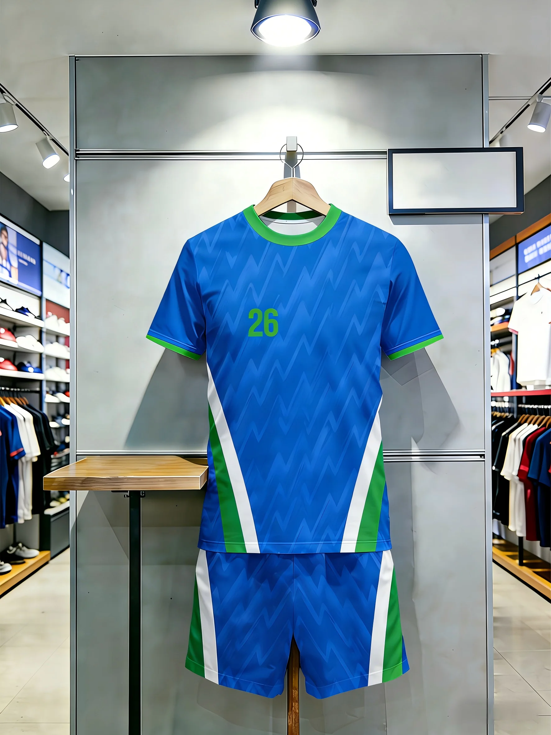

New men's summer personalized digital print comfortable breathable round neck T-shirt drawstring shorts set outdoor sportswear