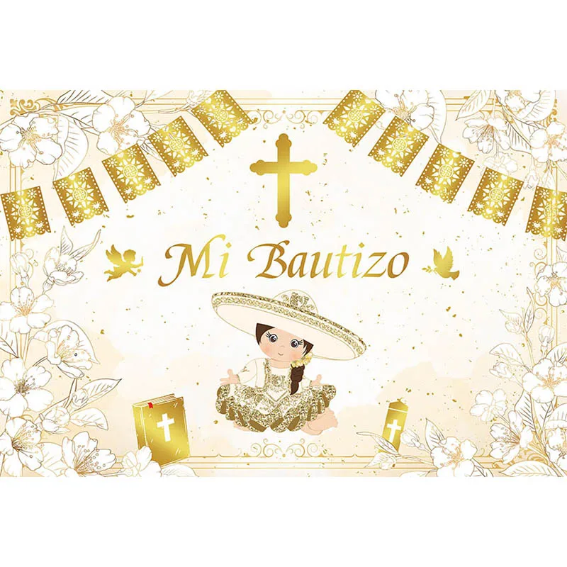 Avezano Backdrop Photography Kids Baptism Party Gold Bible Cross Peace Pigeon Boy First Communion Background Photo Studio Decor