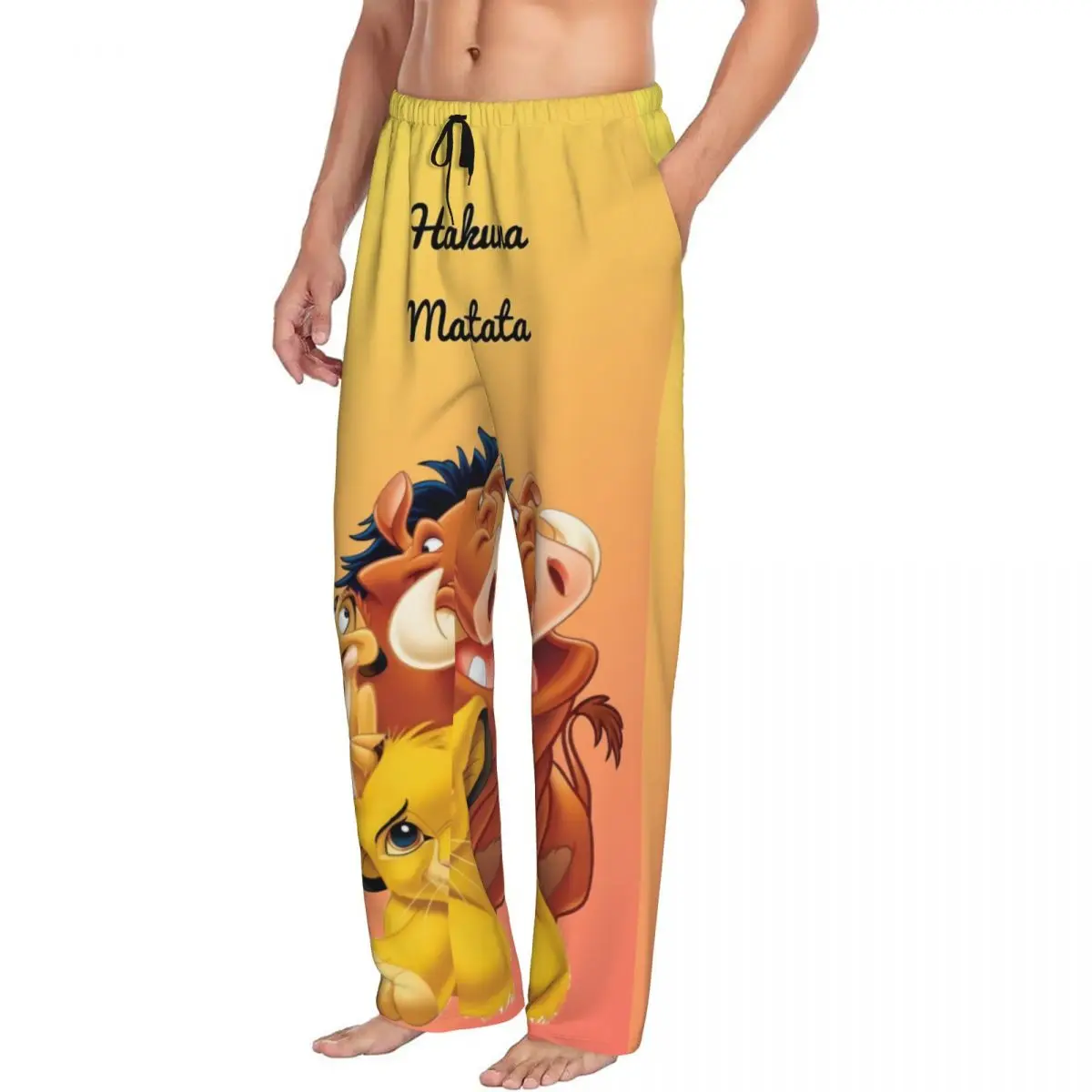 Pantalones de pijama personalizados King Lion Simba para hombre, ropa de dormir con estampado de película de dibujos animados de Hakuna Matata, pantalones con bolsillos