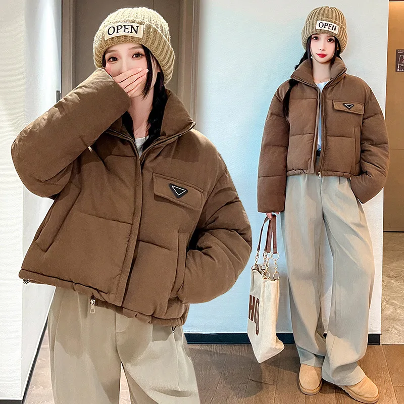 PinkyIsBlack New Autumn Winter Women's Jacket Parkas Corduroy Stand Collar Long-sleeved Cotton Padded Jacket Coat Short Outwear