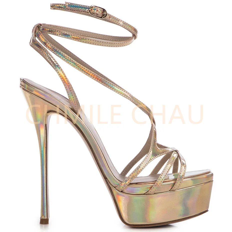【Measure Your Feet Length Before Order】 Women Luxry Designer Sandals Stiletto High Heel Platform Evening Party Shoes 117-CHC-26