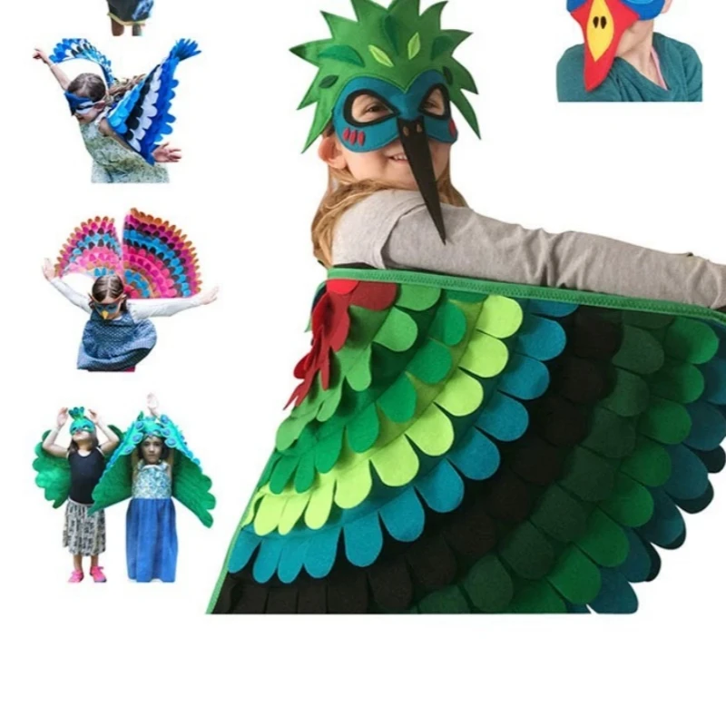 Halloween Felt Children's Performance Costumes, Non-woven Runway Props, Peacock, Oriole, Green Parrot and Other Wings