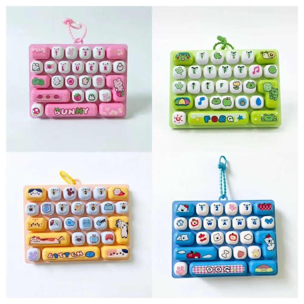 Cartoon Animal Diary 26 Grid Stress Relief Keyboard Keycap Keychain for Bags Backpacks Cars Teens Adults Couples Students Fun Gi