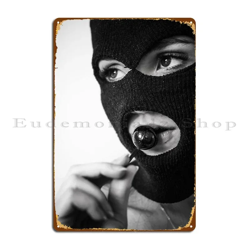 Ski Mask Girl Metal Plaque Poster Customized Vintage Garage Plaques Cave Tin Sign Poster