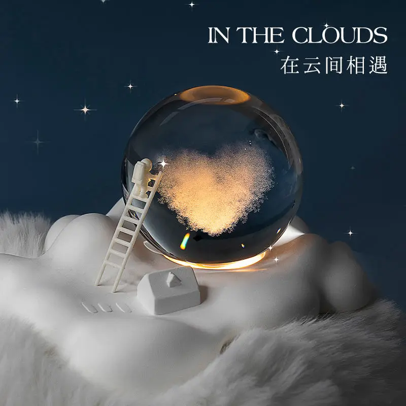 Creative Cloud Aromatherapy Crystal Ball Nightlight Girl Birthday Gift Atmosphere Bedroom Bedlight