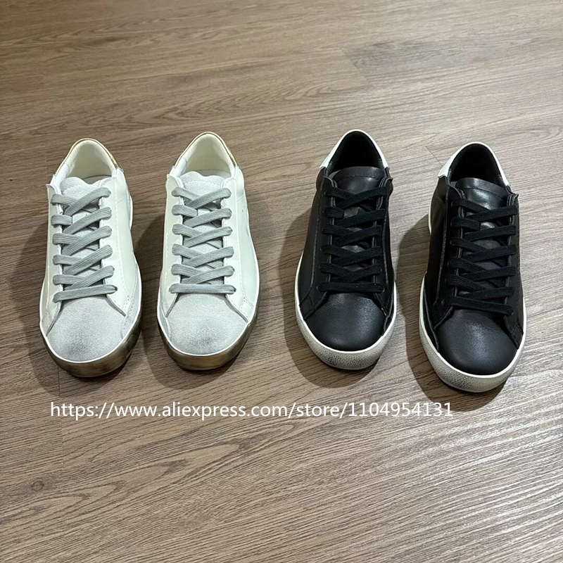 

unisex All genuine leather Casual height increasing shoes Old effect woman sneakers Men's tennis shoes Height Increasing
