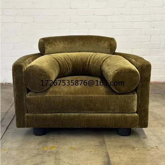 

Single chair sofa Nordic retro green sofa small apartment modern simple style living room medieval velvet sofa