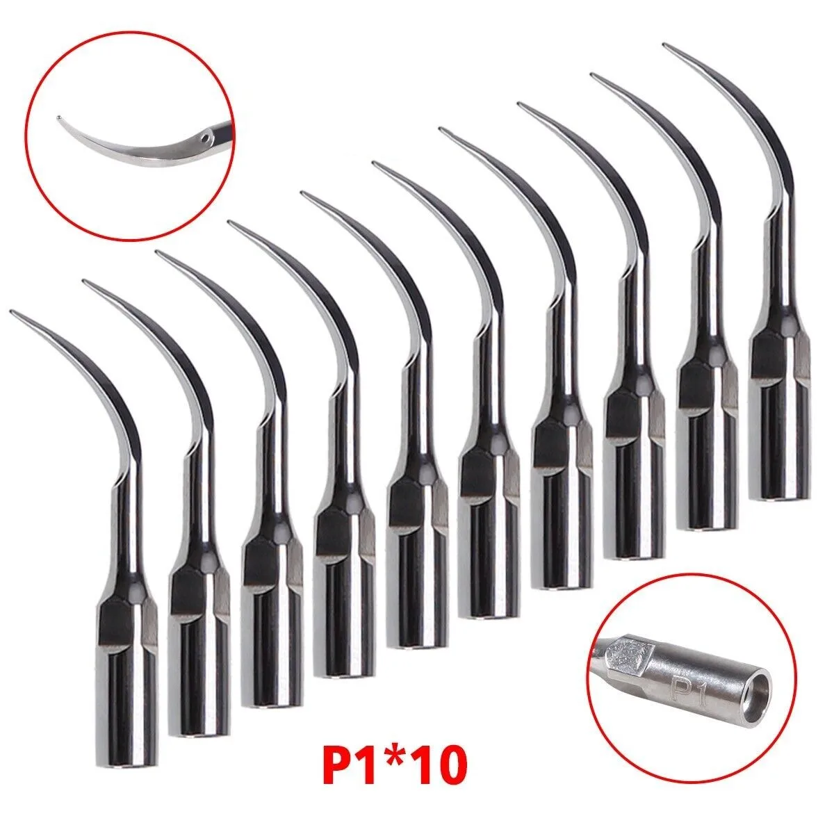 

10 PCS Dental Ultrasonic Piezo Scaler Perio Tips P1 Fit Woodpecker EMS Cavitron