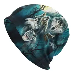Custom Wolf Fox Beanie Bonnet Knitted Hats Men Women Hip Hop Unisex Adult Animal Graphics Art Warm Winter Skullies Beanies Caps