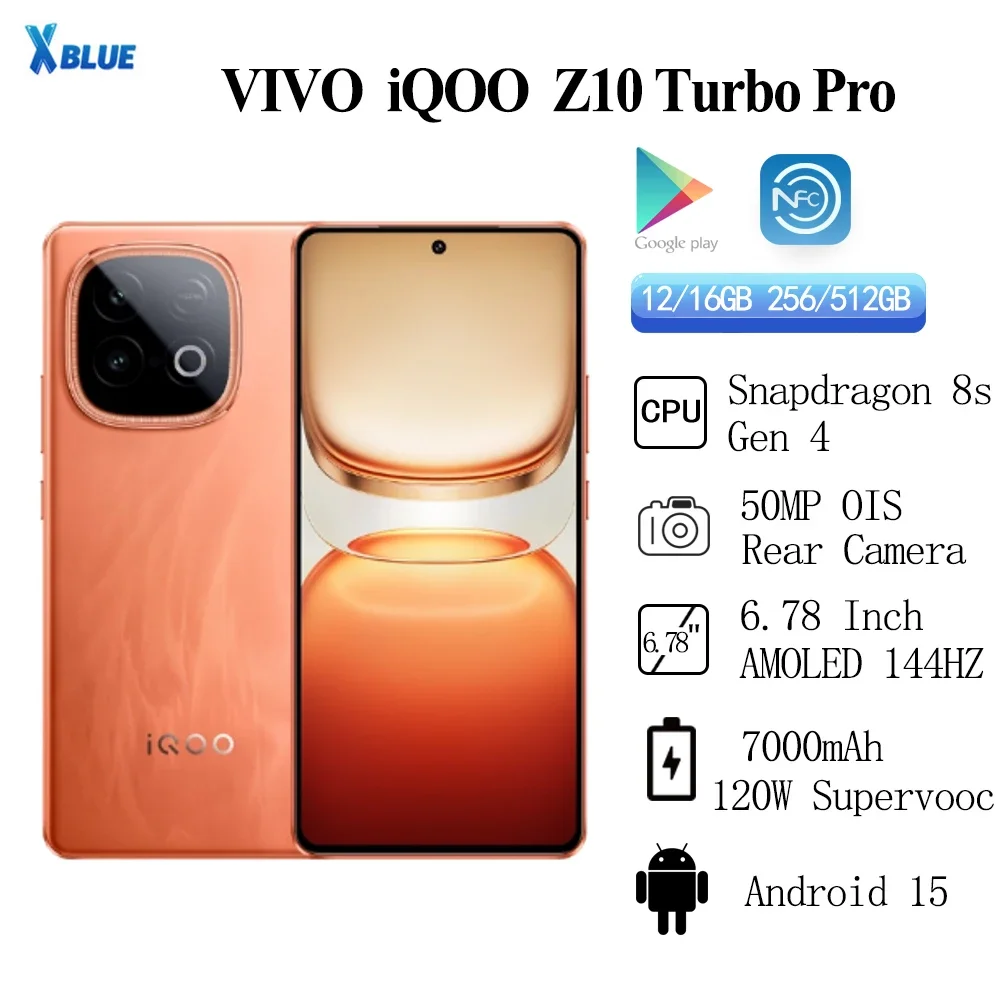 شاشة VIVO IQOO Z10 Turbo Pro مقاس 6.78 بوصة AMOLED 144 هرتز بطارية Snapdragon 8s Gen4 7000 مللي أمبير في الساعة 120 وات كاميرا خلفية SuperVOOC 50 ميجابكسل OIS OTA #1