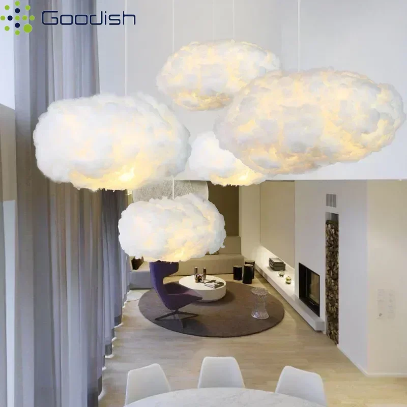 

Modern Nordic Stylish Cream White Cloud LED Pendant Lights Creative Lamps for Living Room Bedroom Home Decoration Chandeliers