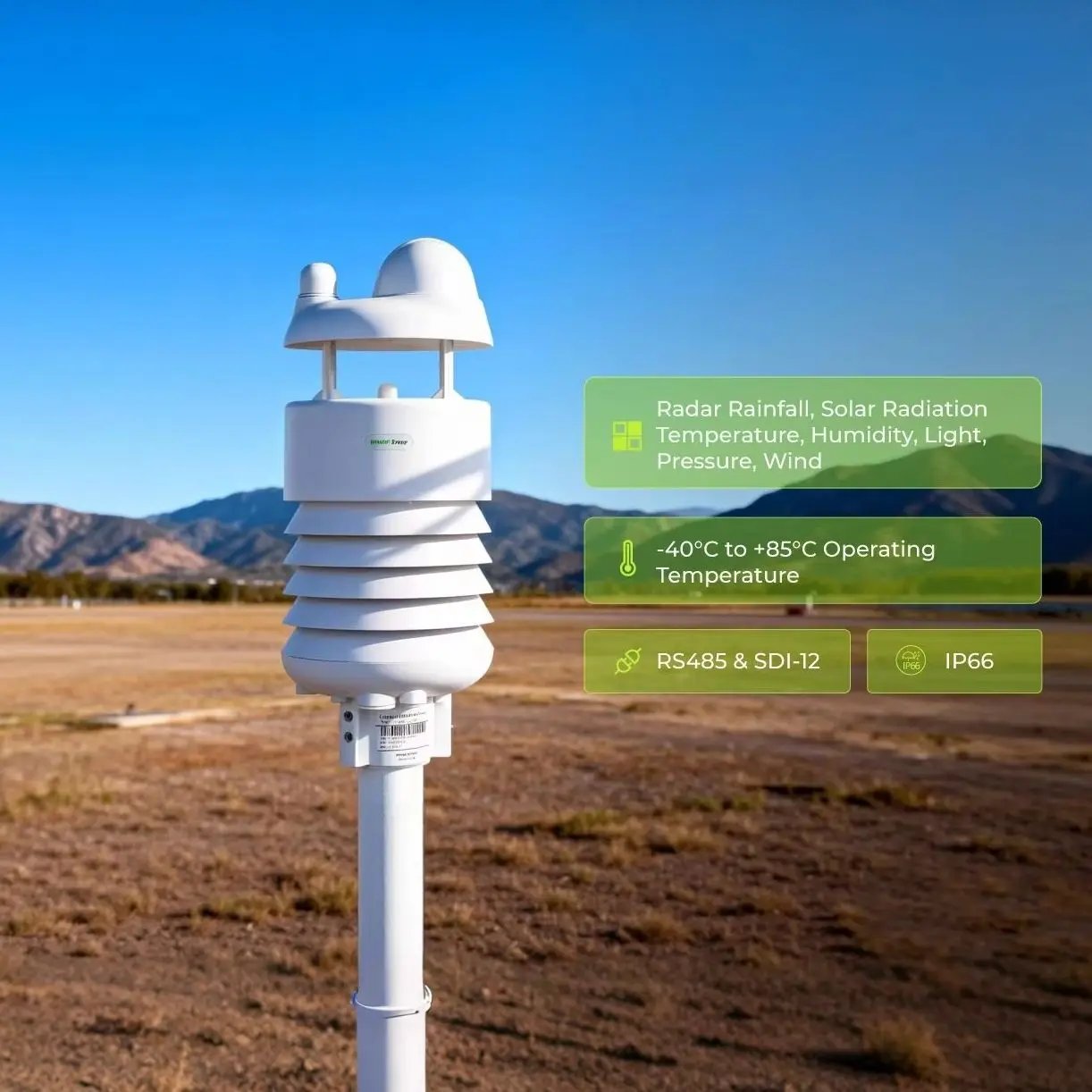 SenseCAP S700-C 7-in-1 Compact Weather Station Sensor Solar Radiation & Radar Rainfall Rain Intensity Mutilfunction Measurement