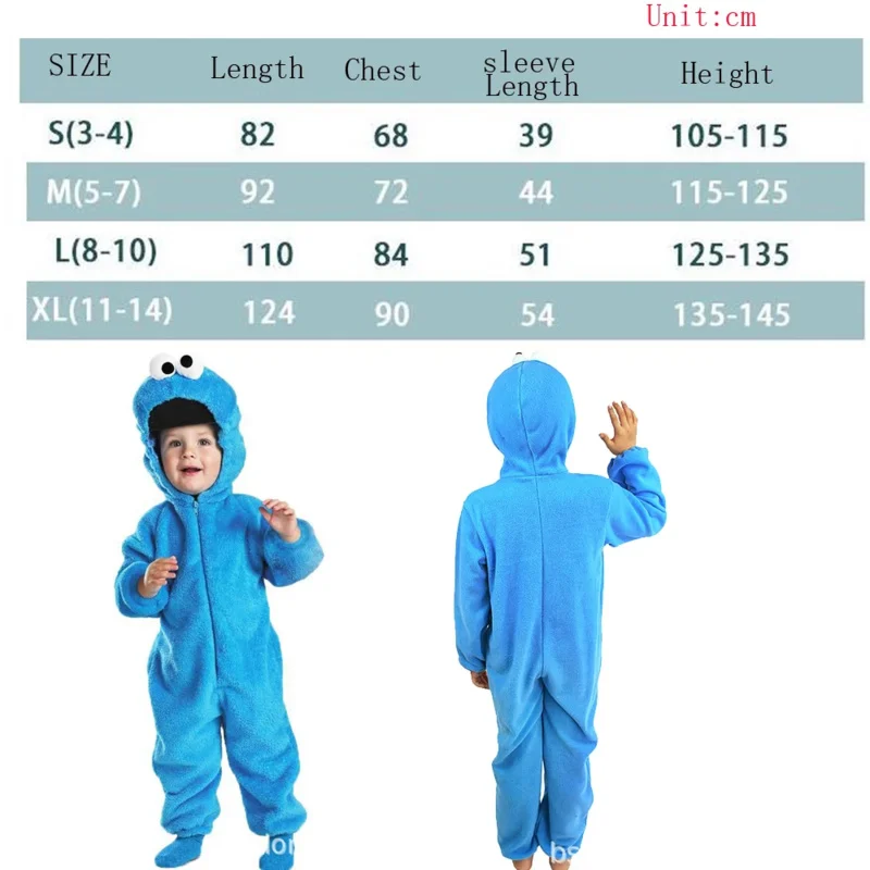 2025 New Blue Cookie Monster Red Sesame Street Elmo Animal Cosplay Pajamas Kids Halloween costume ★☆★