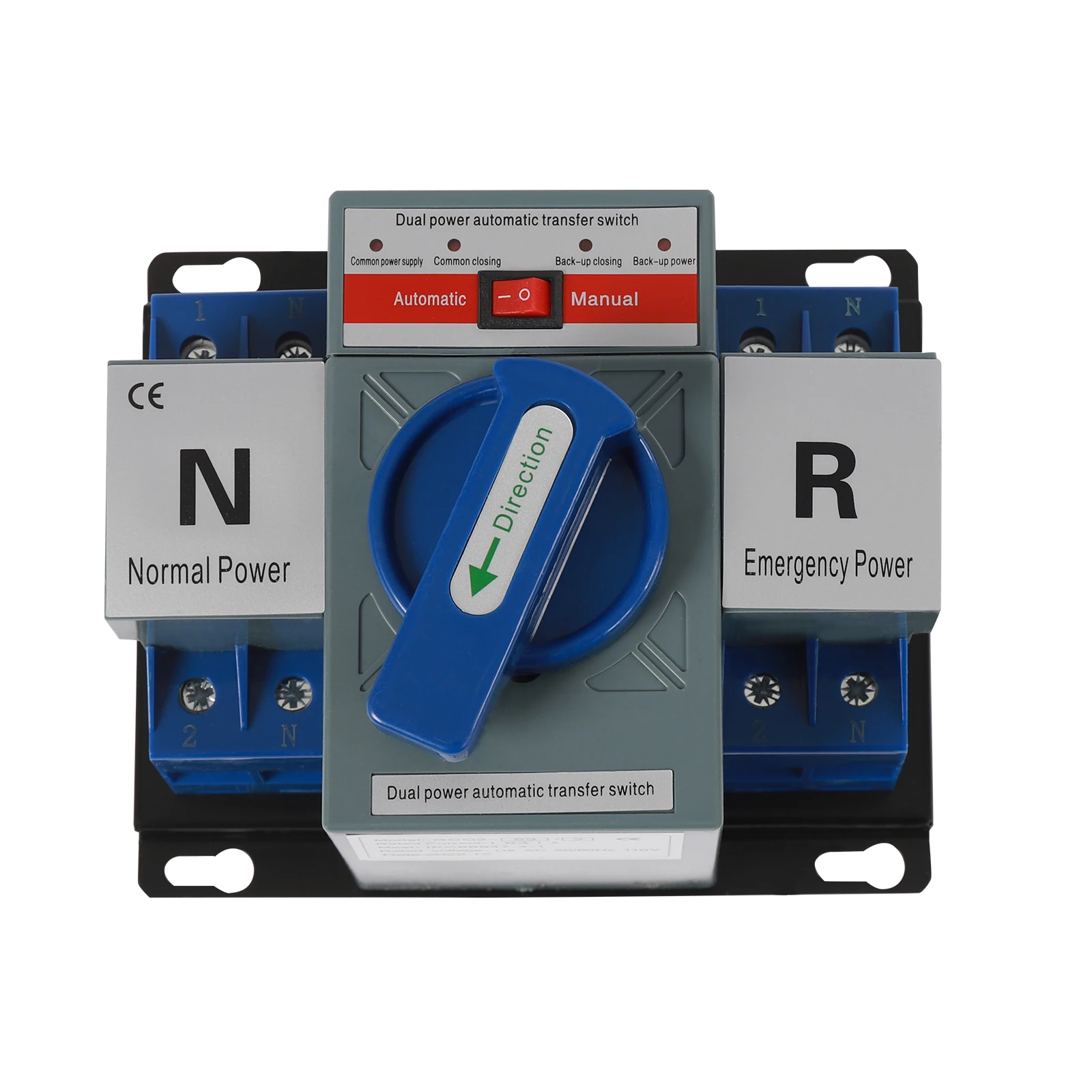 Saklar Transfer Otomatis Daya Ganda 2P 63A, Saklar Perpindahan Otomatis/Manual 110V dengan Lampu Indikator untuk Daya Cadangan Generator