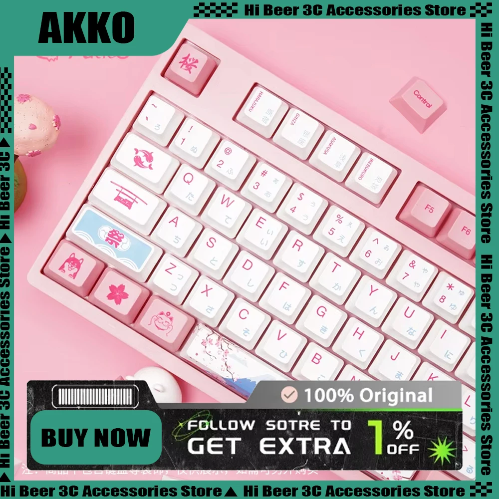 AKKO World Tour Tokyo R2 185keys Korean/Russian/Chinese Version Cherry Outline Keycap Set PBT Dye-sublimation Full Keycap Set