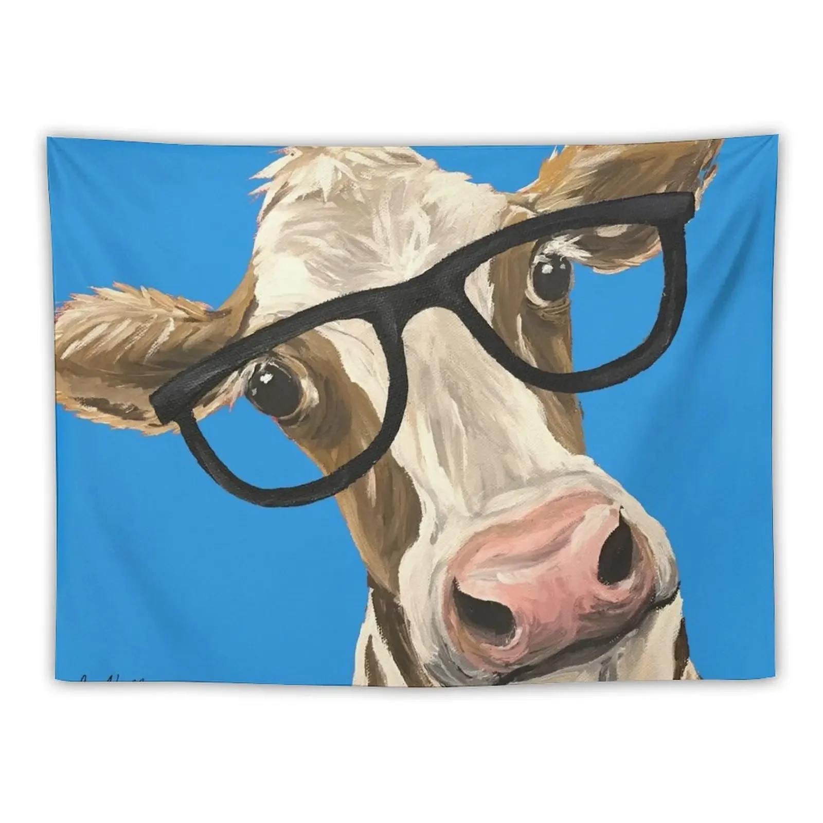 

Cute Cow art, Cow with Glasses Art Tapestry Decorations For Your Bedroom Decor Home Tapestry