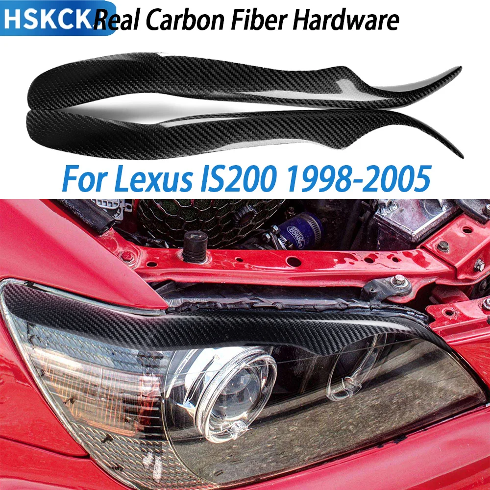 

2pcs Carbon Fiber Car Headlight Eyebrow Cover Trim Sticker Front Lamp Eyelid Decor For Lexus IS200 1998-2005