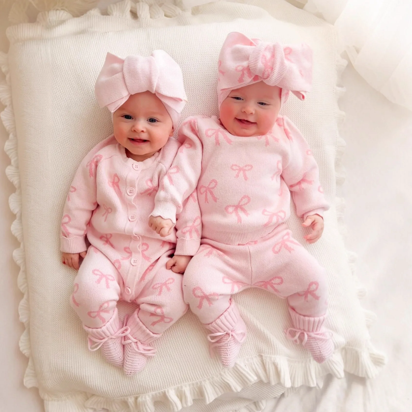 100% Cotton Baby Girl Sweater Romper and Hairband Newborn Winter Warm 2pcs Clothes Set Long Sleeve Knit Jumpsuit Princess Outfit