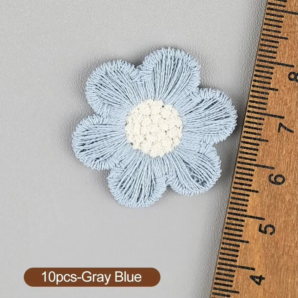 10pcs 6 Petals Design Crochet Flower Patches 3cm Diameter 10 Pieces Pack Embroidered Appliques Hand Sewn Style Colorful Pattern