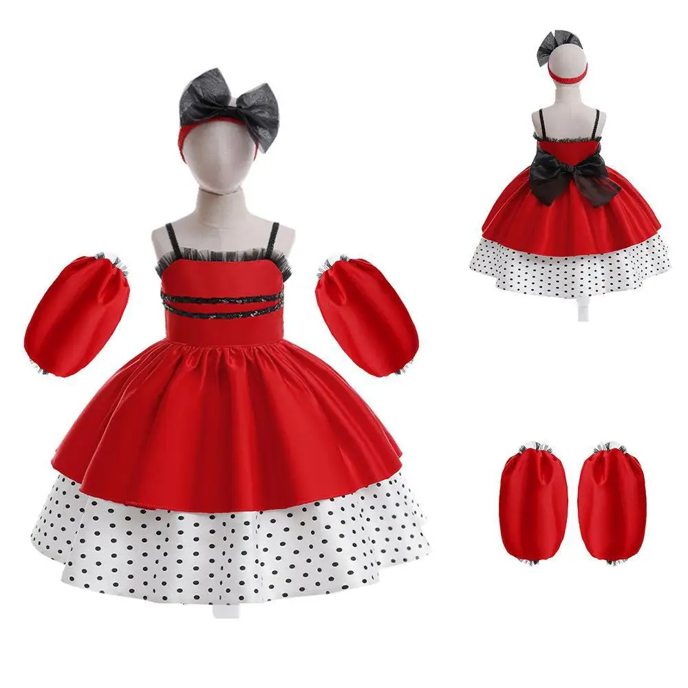 Red Polka Dot Dress Children's Costume Girls' Outfit Performance Clothes Cosplay Ball Masking Outfit Traditional Chinese Stag... - view 5
