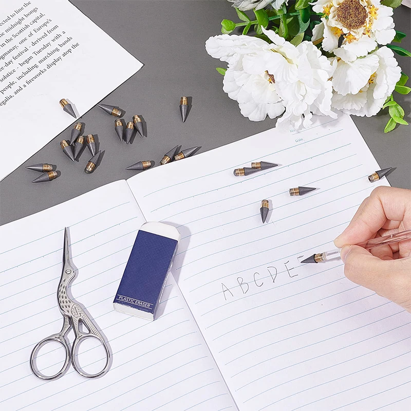 10-100Pcs Everlasting Pencil Replaceable Refill Infinite Pencils Graphite Nib Metal Inkless Writing Pens Nib for Writing Drawing