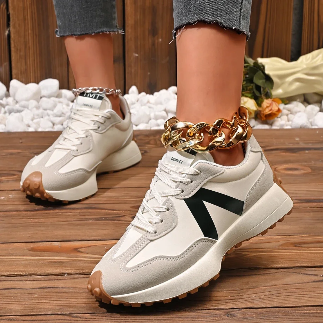 Women Sneakers 2025 New Casual Versatile Thick-soled Running Sneakers Women Fashionable High-quality Luxury Lace-up Shoes Women