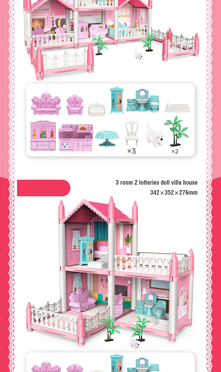 Mädchen Puppenhaus Spielzeug Kinder Pretend Spielen Puppenhaus Villa Patchwork Traum Möbel Hause Puppenhaus für Kinder Weihnachten Spielzeug Geschenke – Detail 13