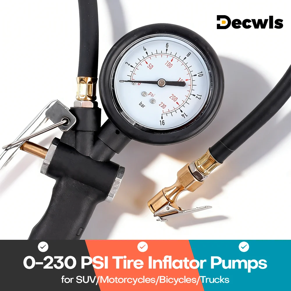 

EU Interface Tire Pressure Gauge 0-230 PSI For Car Motorcycle SUV Inflator Pumps Upgraded Tire Repair Tools For Air Compressor
