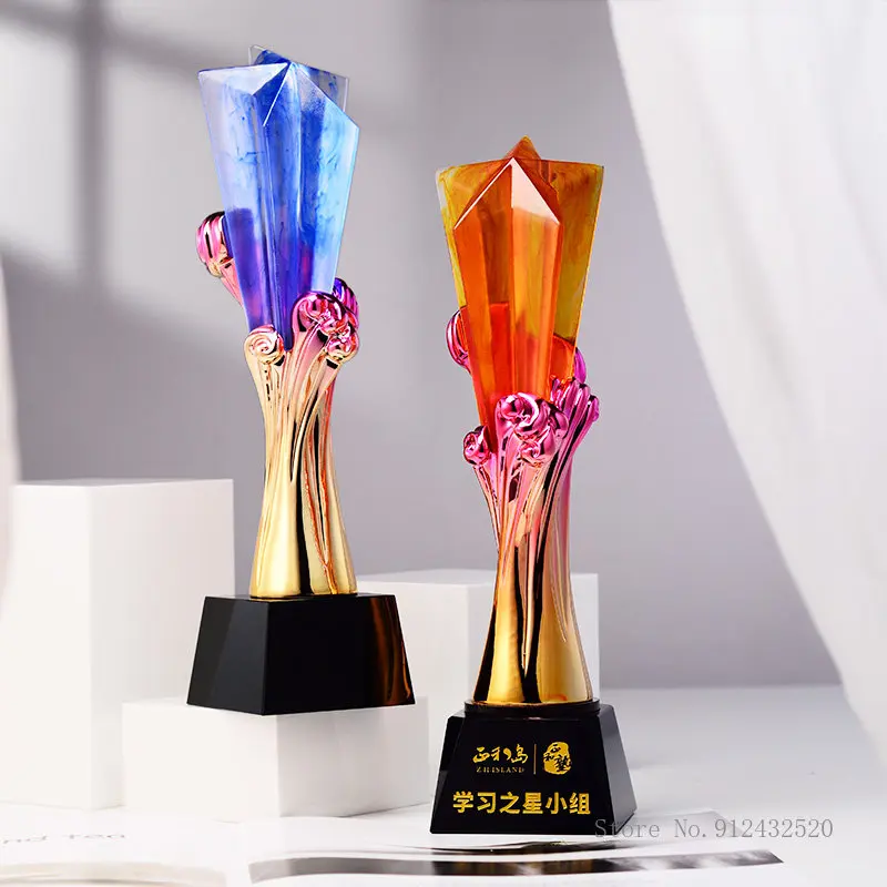 

Resin Crystal Trophy Customized Engraved Upscale Annual Meeting, Outstanding Employee Award, Home Decoration, Creative, New, 1Pc