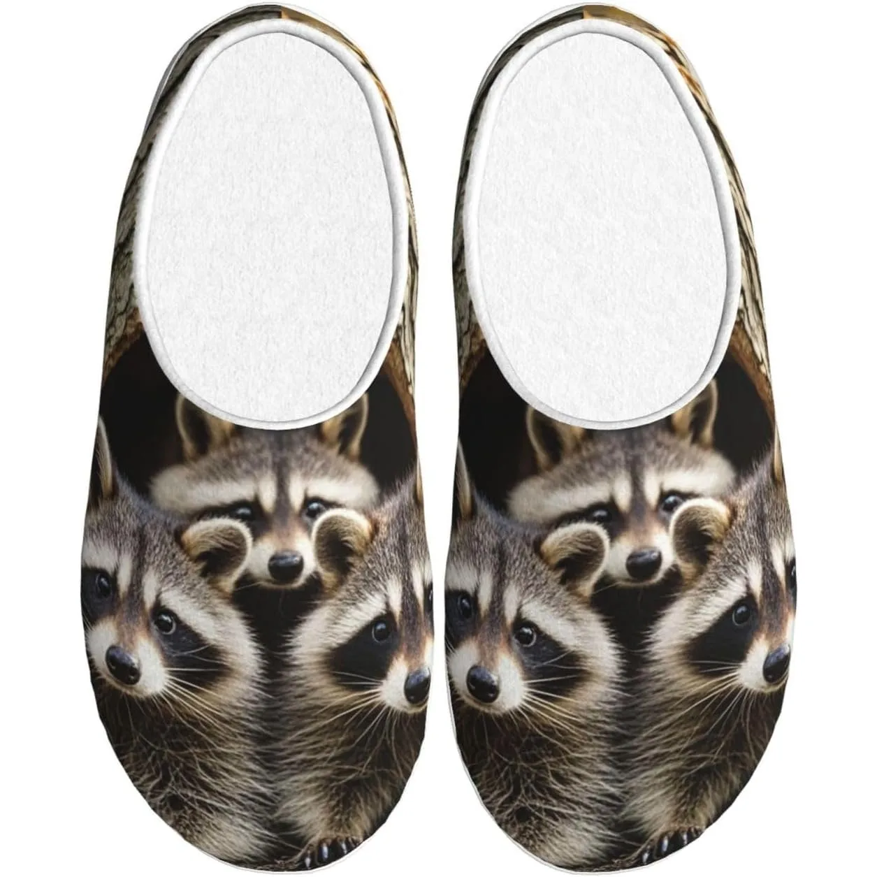 

Женские и мужские хлопковые тапочки с енотами на осень, плюшевая обувь с отверстиями в виде дерева, нескользящие тапочки TPR