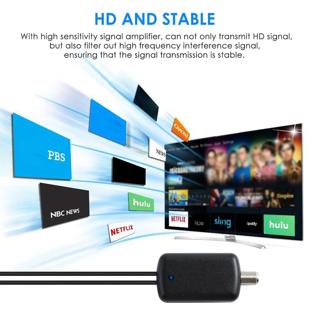 Hdデジタル屋内テレビアンテナ、1500マイルの長距離、4k 1080p以前のテレビ、25dbをサポート