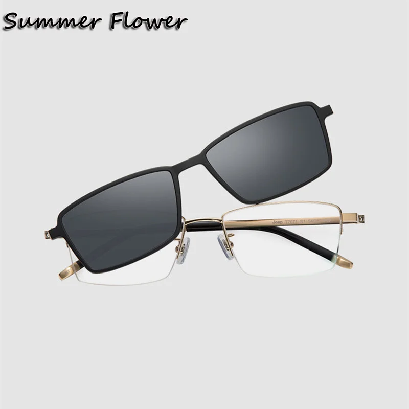 

Top Quality Eyeglasses Men Pure Titanium IP Frame Clip Polarized Sunglasses Prescription Glasses Frame Magnetic Eyewear