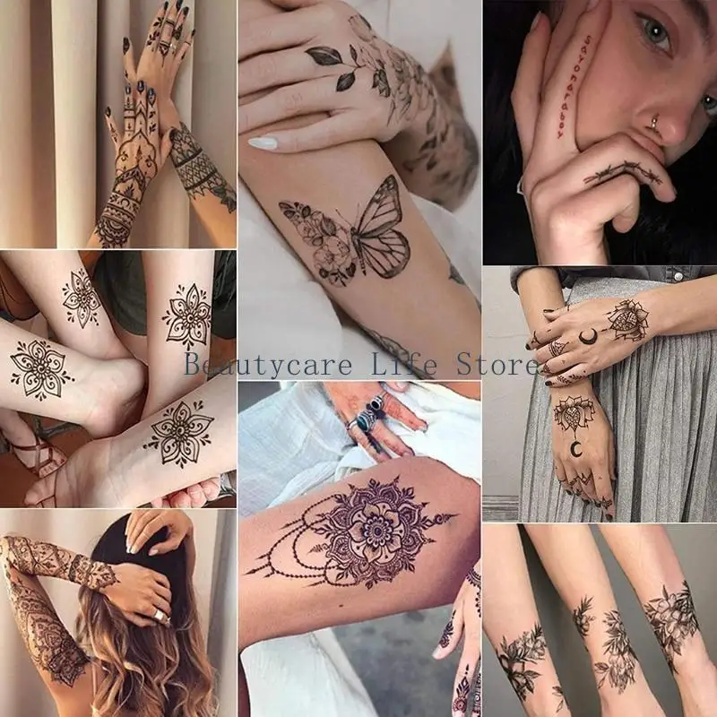 652C 2 Color Temporary for Women Men Kids Fake Tattoos Semi Permanent Art Painting
