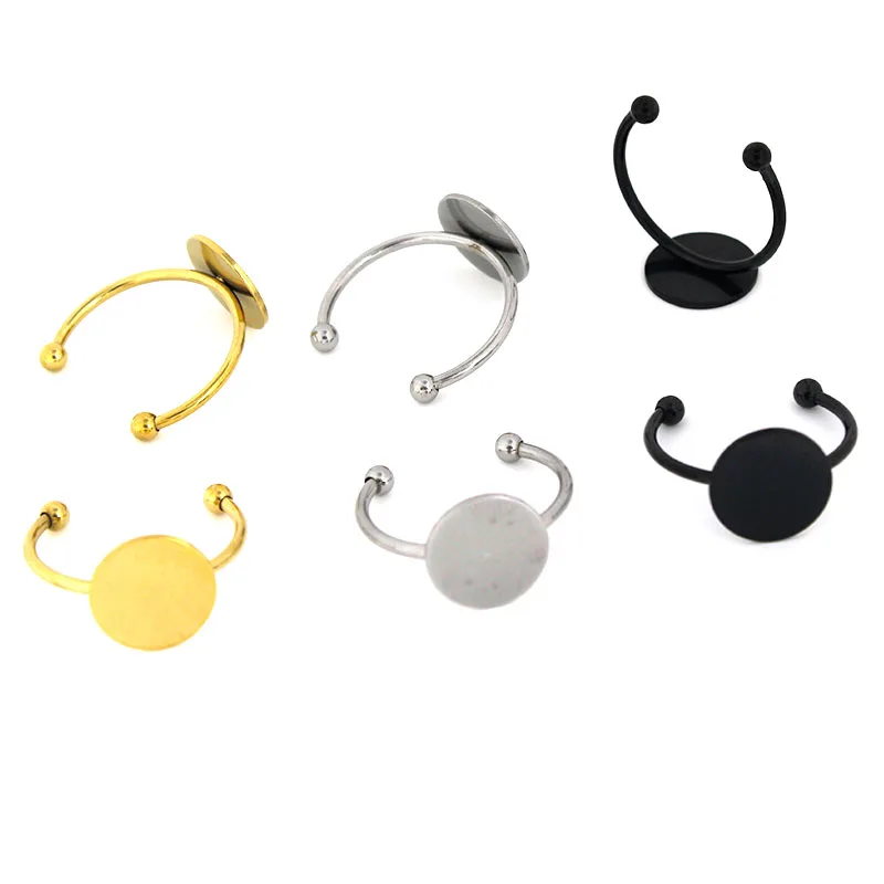10pcs Stainless Steel Open Ring Settings for Jewellery Making