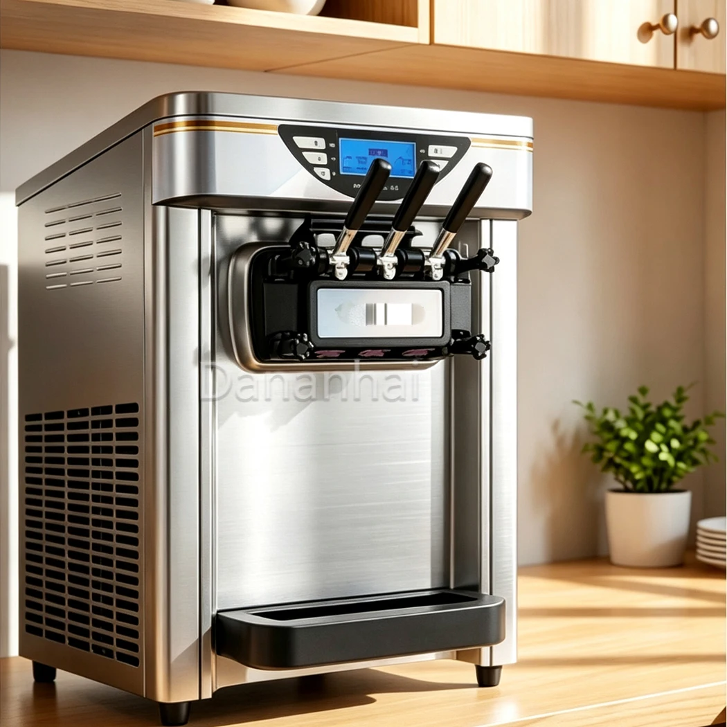 Commercial 3‑Flavor Soft Serve Ice Cream Machine Countertop Gelato Maker for Dessert Store Business