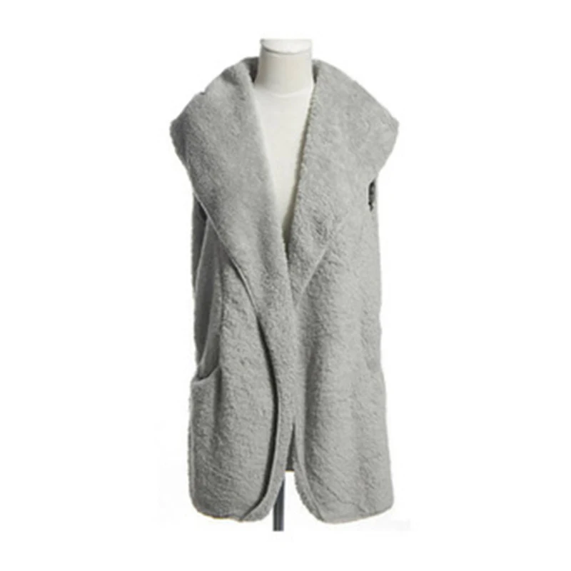 Cappotto di agnello di agnello invernale da donna sciolto e Versatile calore agnello senza maniche con fiocco decorato maglione gilet giacca